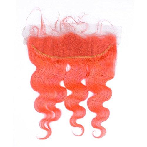 Tony beauty hair Tony Beauty Hair Indian Virgin Hair Wefts Pure Orange with Ear to Ear Frontal Body Wave Wavy Orange Human Hair Weaves 3 Bundle Deals with 13x4 Lace Frontal Closure 4Pcs Lot (10 10 10+10)