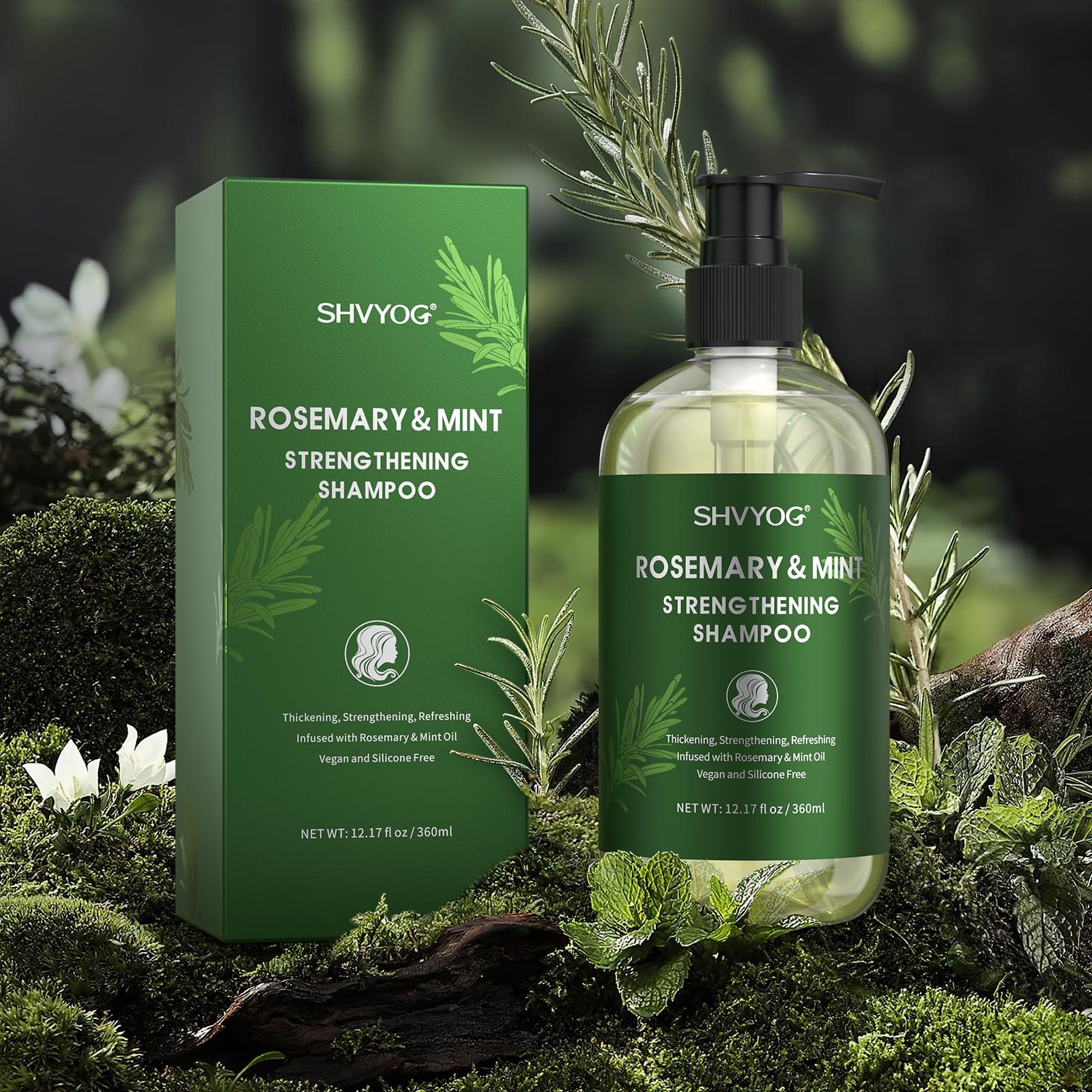 SHVYOG Rosemary Shampoo for Hair Growth, Rosemary Oil Shampoo with Mint and Tea Tree for Hair Loss, Hair Growth Shampoo for Thinning Hair, Suitable for Women and Men 12.17 Fl Oz