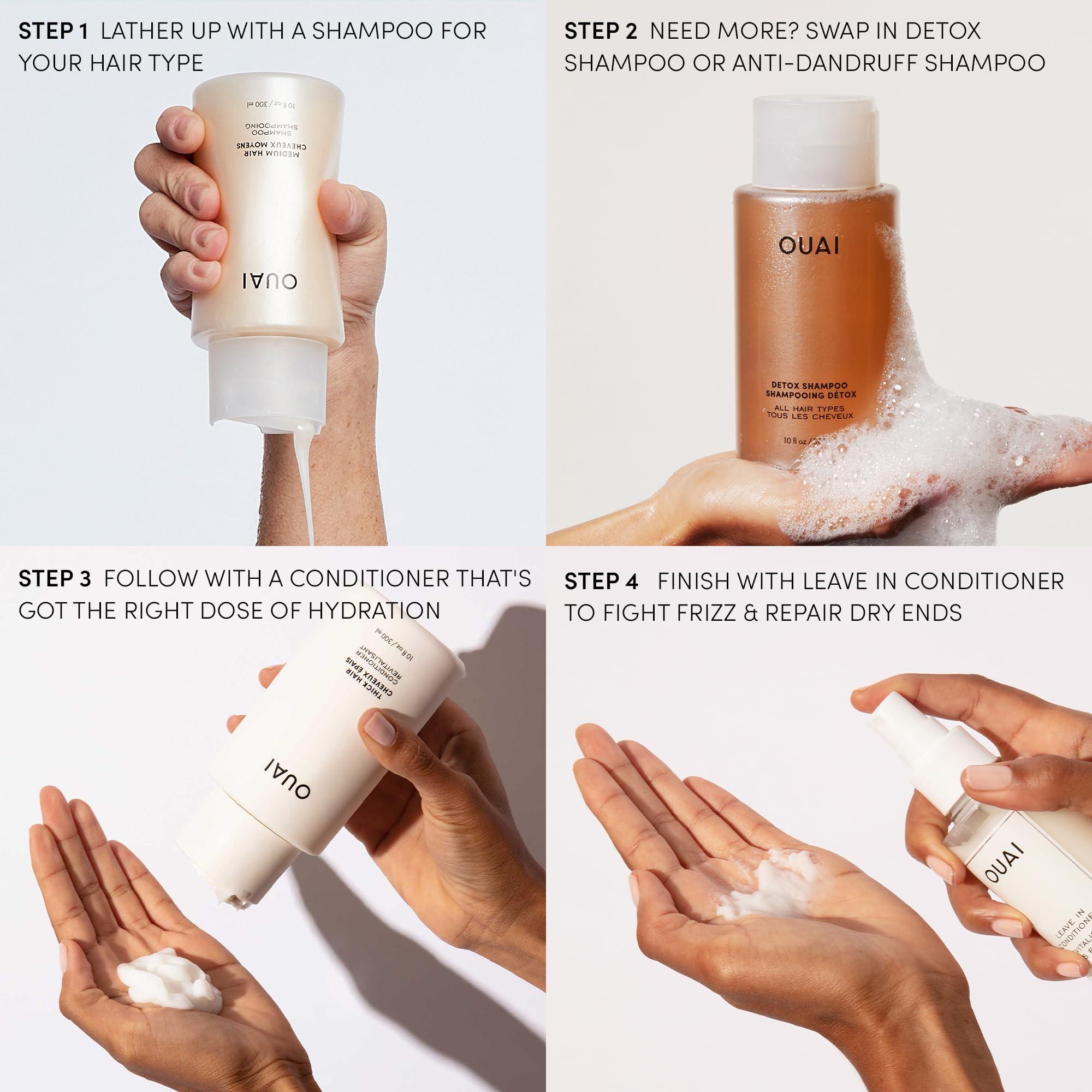 OUAI Haircare OUAI Leave In Conditioner & Heat Protectant Spray - Prime Hair for Style, Smooth Flyaways, Add Shine and Use as Detangling Spray - No Parabens, Sulfates or Phthalates (1.5 oz)