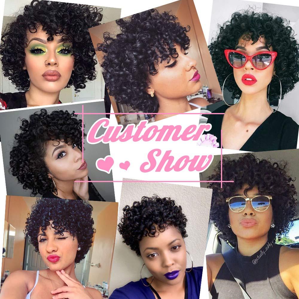 VIOLET VIOLET Brazilian Funmi Hair 3 Bundles Spiral Curl Hair Bundles Short Curly Weave 9A 100% Unprocessed Brazilian Human Hair Extensions Full Head Hair Bundles (8\" 8\" 8\", Natural Black)