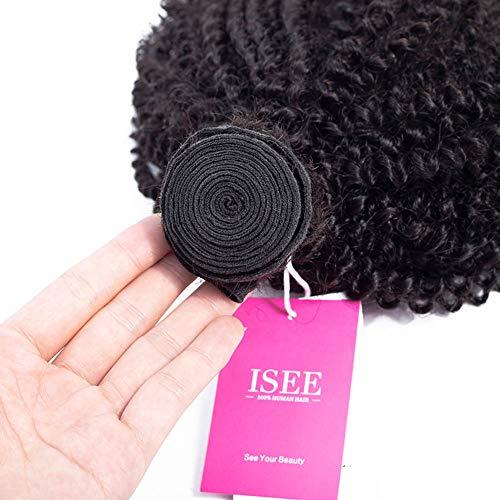 ISEE ISEE Hair 100% Unprocessed Afro Kinky Curly Human Hair Bundles 9A Mongolian Curly Virgin Hair Human Hair Bundles Natural Black Color (10 12 14inches)