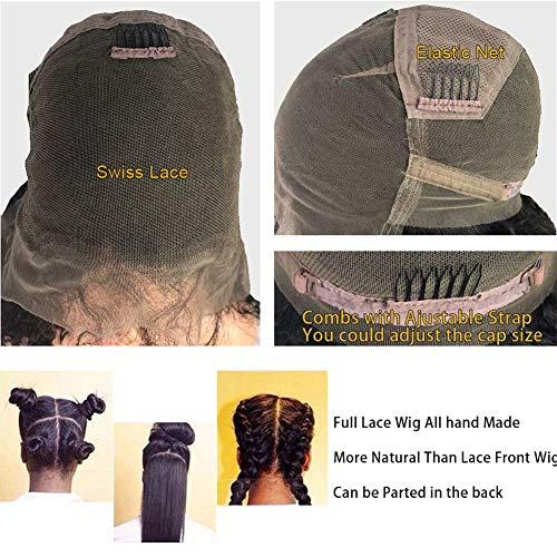 Nicewig Hair Short Afro Kinky Curly Full Lace Wigs Human Hair with Baby Hair for Black Women 4B 4C Deep Curly Glueless Lace Wig Brazilian Remy Hair for Women