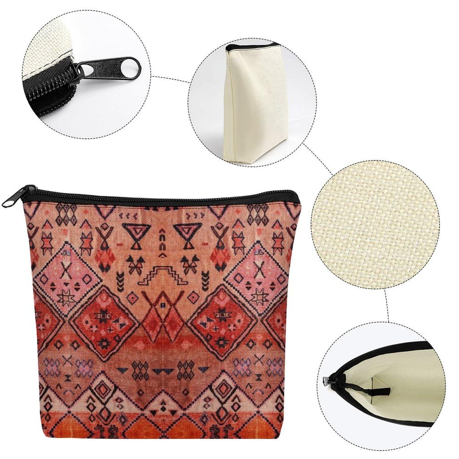 GlamLuxe GlamLuxe Boho Farmhouse Oriental Traditional Moroccan Style Cosmetic Bag Western Gifts Western Stuff Makeup Bag Gifts for Women Girls Daughter Sister Bestie Graduation Birthday Christmas Nurse Travel