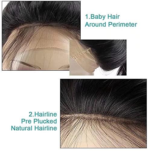 oulaer oulaer Straight Bob Wig 13x4 Lace Front Wig Human Hair Pre Plucked Bleached Knots Cut Wear Go Glueless Wigs Ntaural Hairline HD Lace Wig Yaki Straight Bob Wig 150% Density 12Inch