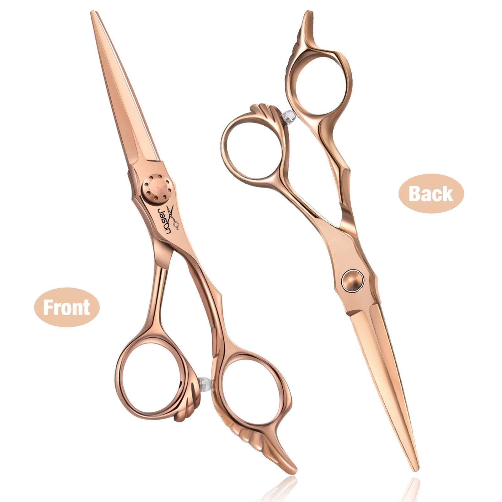 JASON JASON 6\" Hair Cutting Scissors - Professional Haircut Scissor Hair Trimming Shear for Barber, Hairdresser, Stylist, Women and Men, 440C Stainless Steel Hair Cutting Shear, Rosegold