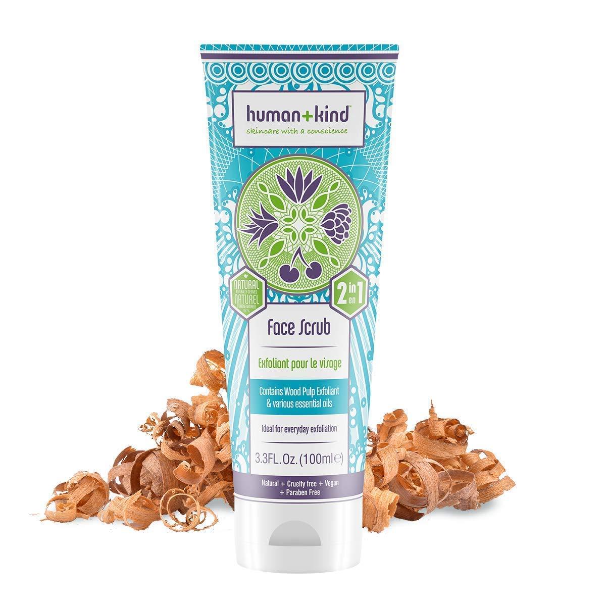 Human+Kind Human+Kind Face Scrub - Resurfacing, Brightening Facial Exfoliator for a Smooth, Fresh Complexion - Gentle, Renewing Formula for Sensitive Skin - With Soothing Oat Kernel and Cocoa Butter - 3.3 oz