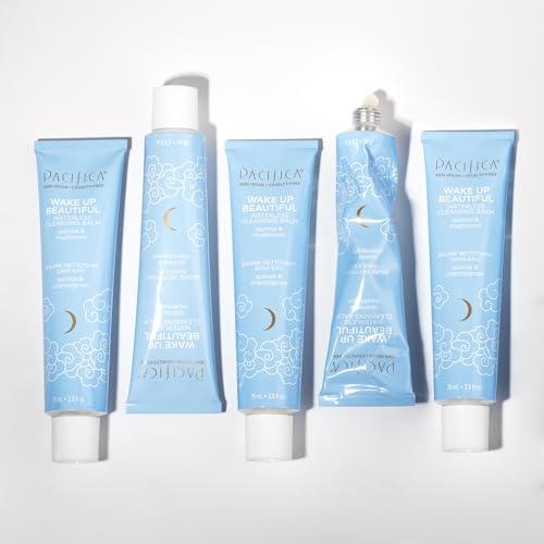 Pacifica Pacifica Wake Up Beautiful Cleansing Balm & Makeup Remover - 2-in-1 Waterless Face Cleanser for Dry & Sensitive Skin, Hydrating No-Rinse Balm Dissolves Stubborn Makeup, 2.5oz