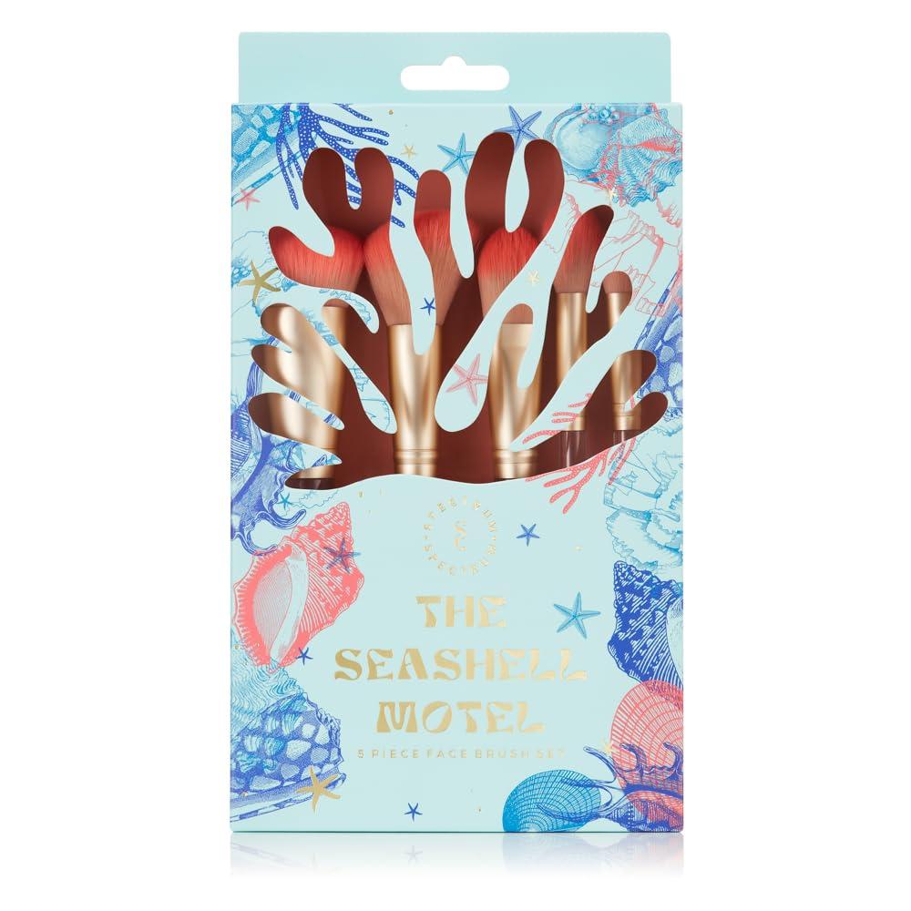 Spectrum Collections Spectrum Collections The Seashell Motel Make Up Brushes, Spectrum Makeup Brushes Set Including Face Brushes and Eye Brushes with Soft Synthetic Bristles, 5 Piece Makeup Brush Set