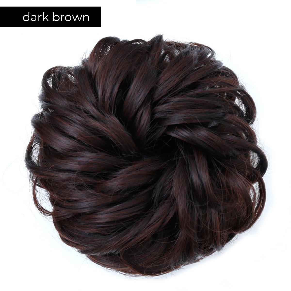 TIPS AND TOPS HAIR SOLUTIONS Human Hair Scrunchies/Messy Buns For Women, Bun Extensions Human Hair Rose Bun Hair Piece Curly Hair Bun Hairpieces for Women Girls Real Hair Bun Natural (Natural Black)