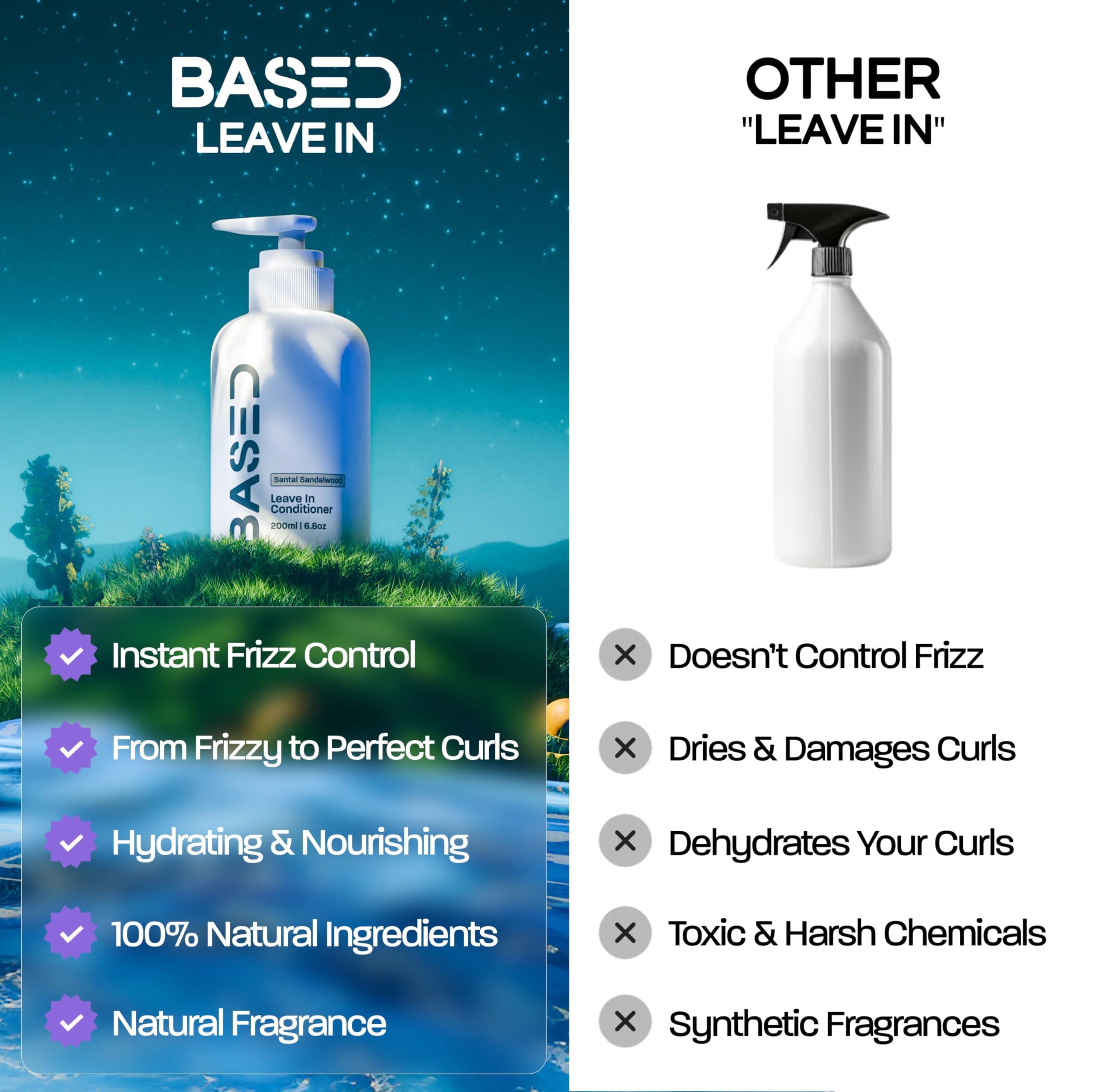 BASED BODYWORKS Based Bodyworks Shampoo, Conditioner & Leave-In Conditioner Deluxe Bundle with Peppermint Oil, Coconut Oil & Avocado Oil, Deluxe Hair Bundle for Men, Two 12 fl oz & One 6.8 fl oz Bottles (Pack of 3)