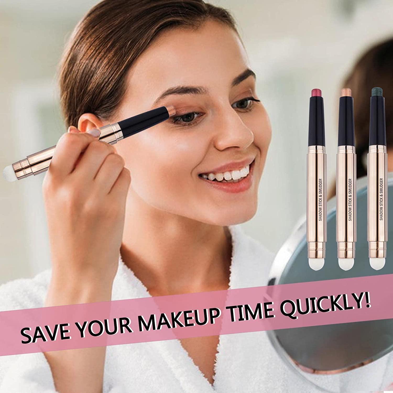 Daeuwiutr Pink Eyeshadow Stick , Cream Smooth Shimmer hot pink light palette matte Eye shadow Pencil Hypoallergenic Waterproof Long Lasting Eye shadow Highlighter Stick Eyeliner Pen Korean Cute Eye Makeup