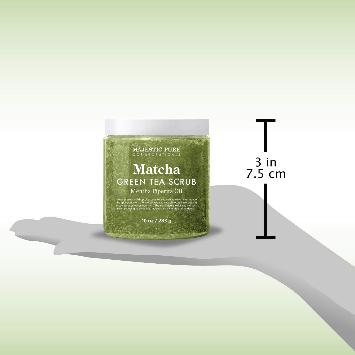 MAJESTIC PURE Majestic Pure Matcha Green Tea Body Scrub for All Natural Skin Care - Exfoliating Multi Purpose Body and Facial Scrub Moisturizes and Nourishes Face and Skin - 10 oz - Great Gift for Her