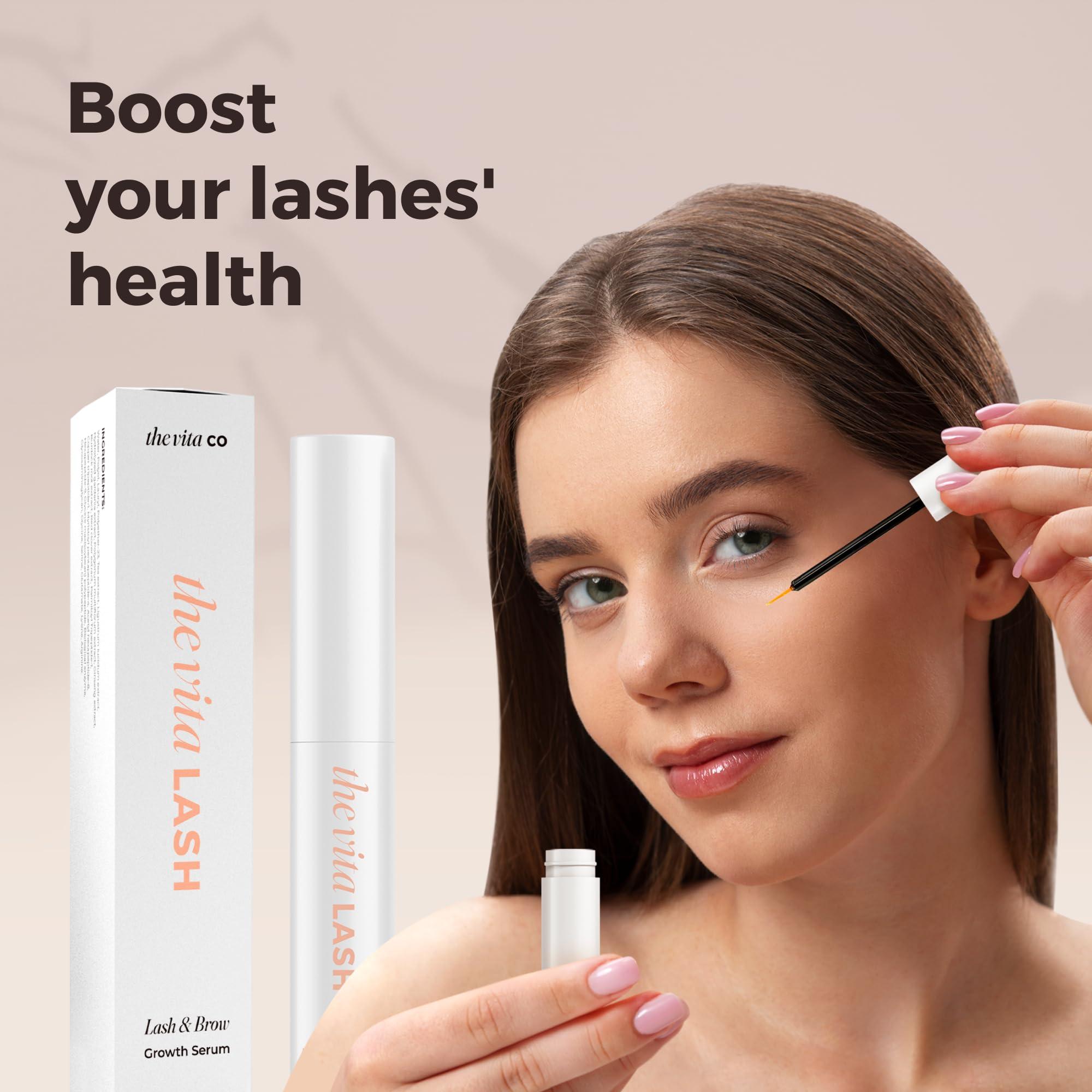 The Vita Co Eyelash & Brow Enhancing Serum | Advanced Lash Growth Serum for Fuller, Longer Eyelashes & Thicker Brows | Vegan, Hydrating Lash Serum, 6 ml - 2 fl oz