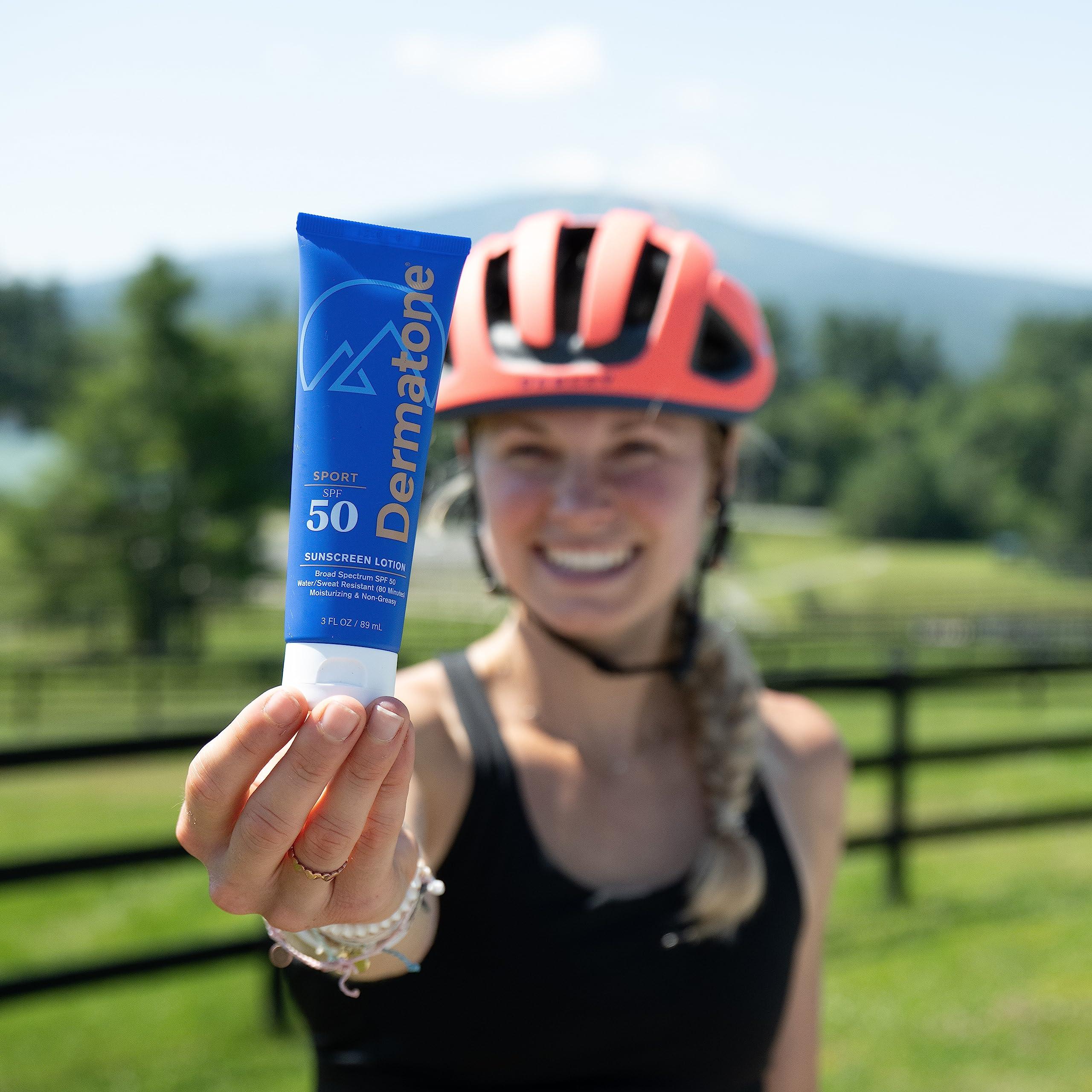 DERMATONE Dermatone Sport Sunscreen Lotion SPF 50 | Water Resistant (80 min), Oxybenzone and Octinoxate Free Sunscreen for Body and Face | Moisturizing Broad Spectrum UVA/UVB Protection SPF Lotion | 3oz