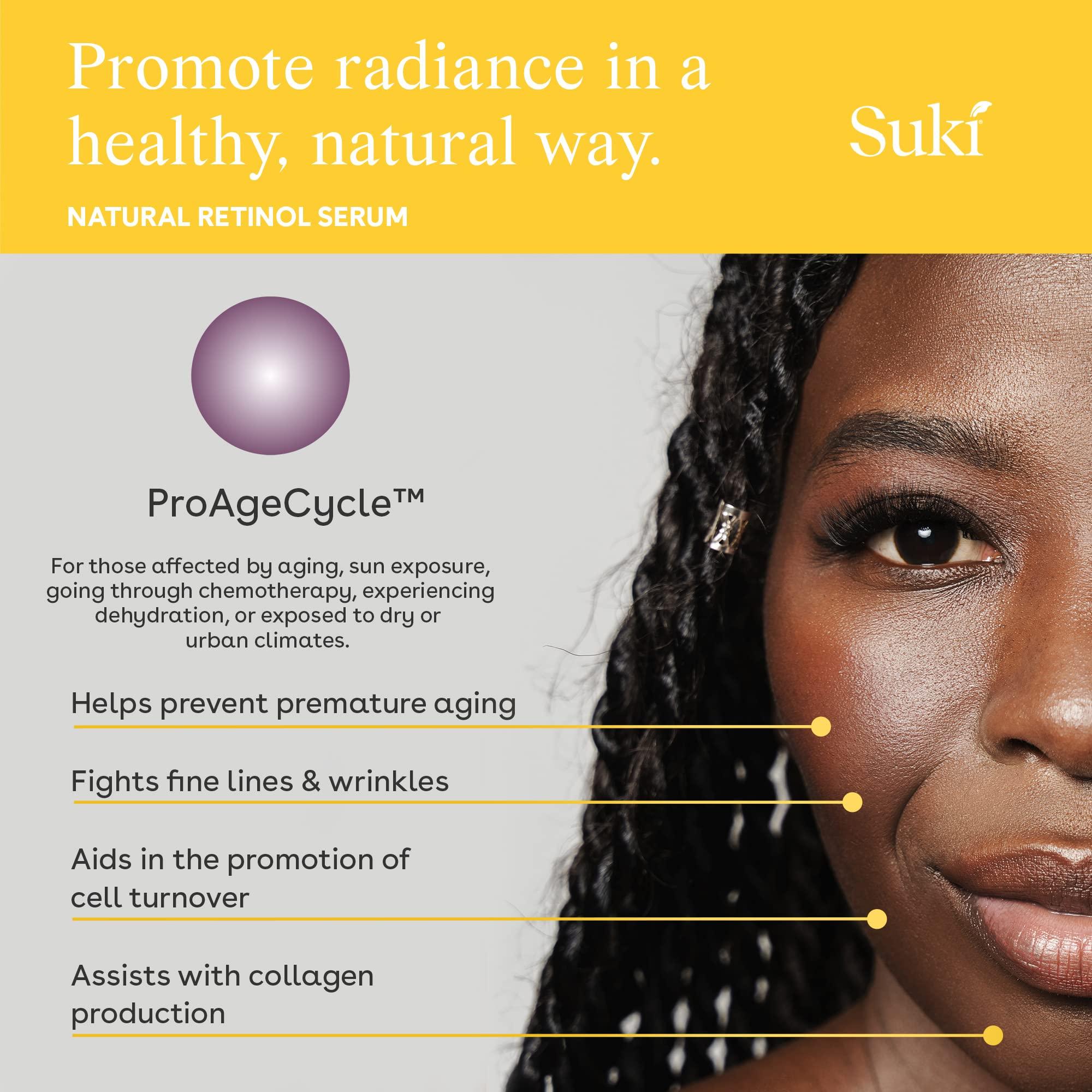 Suki Natural Retinol Serum for Face  Radical Results Skin Resurfacing Retinol Serum for Day & Night Care with Rose Extract, Vitamin C, Collagen - Anti Wrinkle Serum to Brighten, strengthen, Tone 1oz