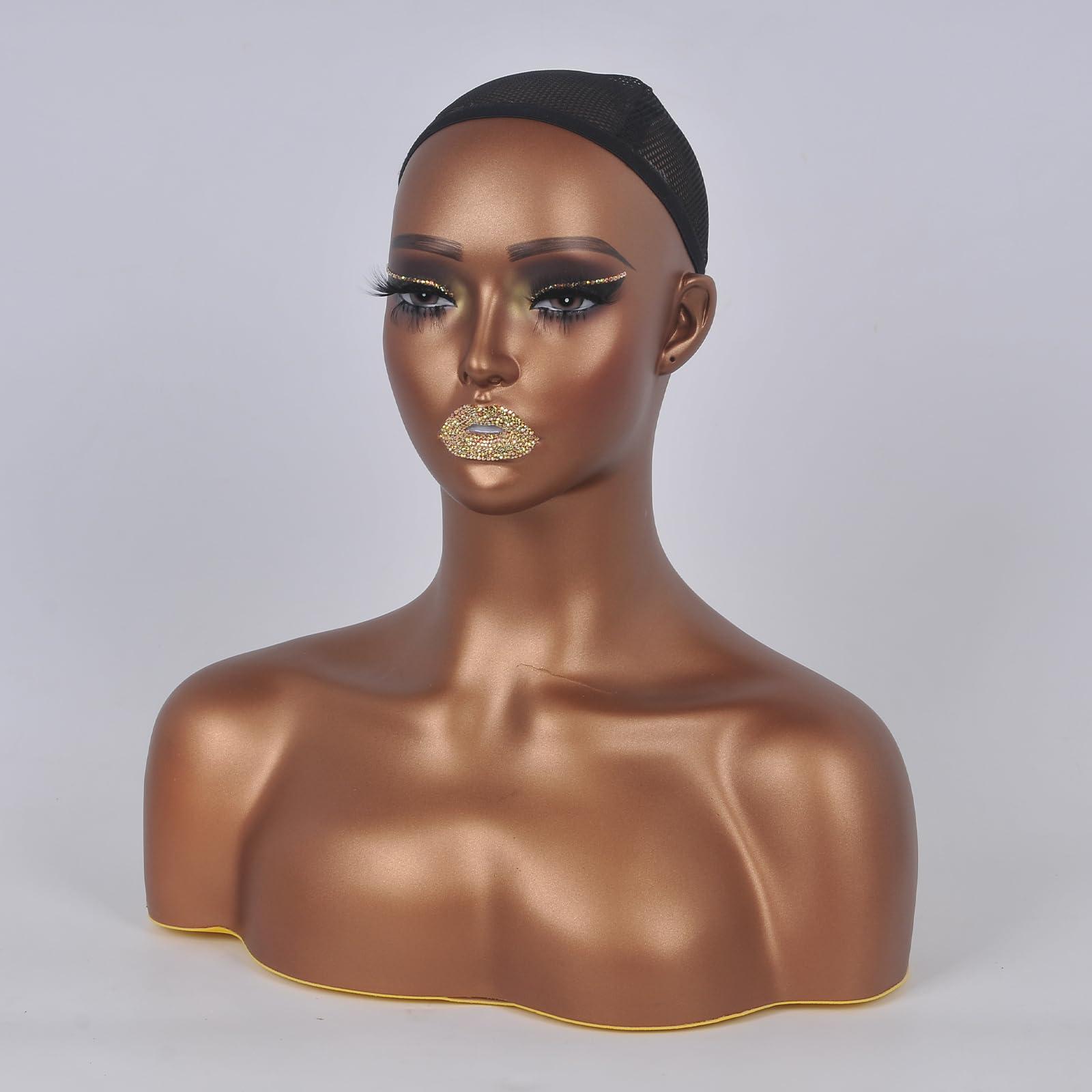 JINGFA JINGFA Mannequins Realistic Female Mannequin Head with Shoulder Display Manikin Head Bust for Wigs,Makeup,Beauty Accessories