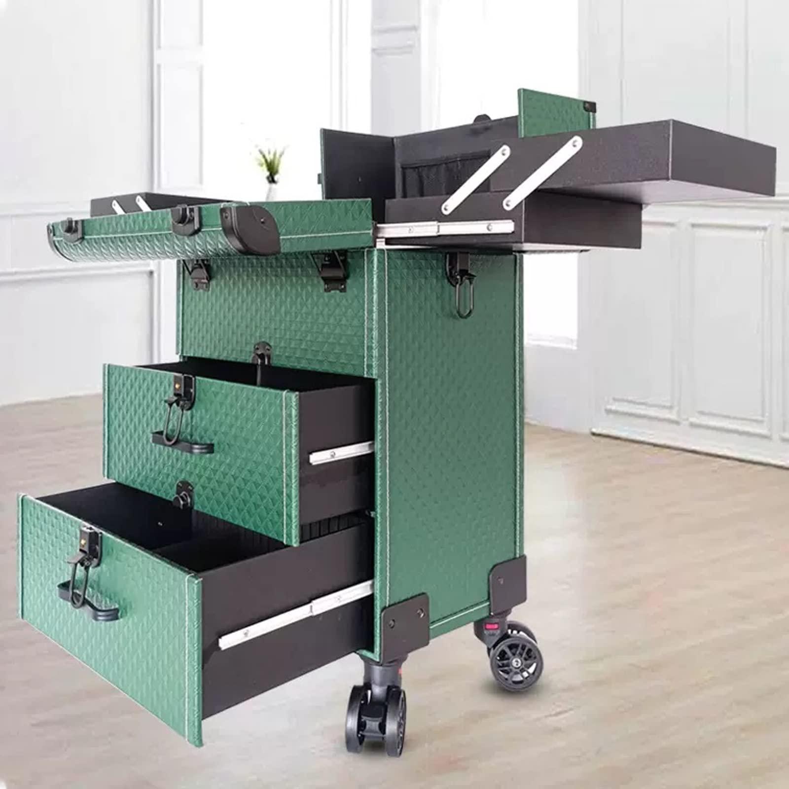 HJXGQJM Rolling Makeup Case Professional Makeup Train Case Makeup Artist Travel Organizer Aluminium Make Up Case, Make Up Artist Train Case Hairdressing Tools Organiser With Wheels, Black cosmetic case ( Colo