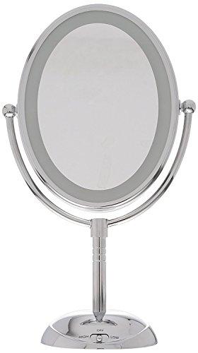 Conair Conair Lighted Makeup Mirror, LED Vanity Mirror, 1X/7X Magnifying Mirror, Double Sided, Battery Operated in Polished Chrome