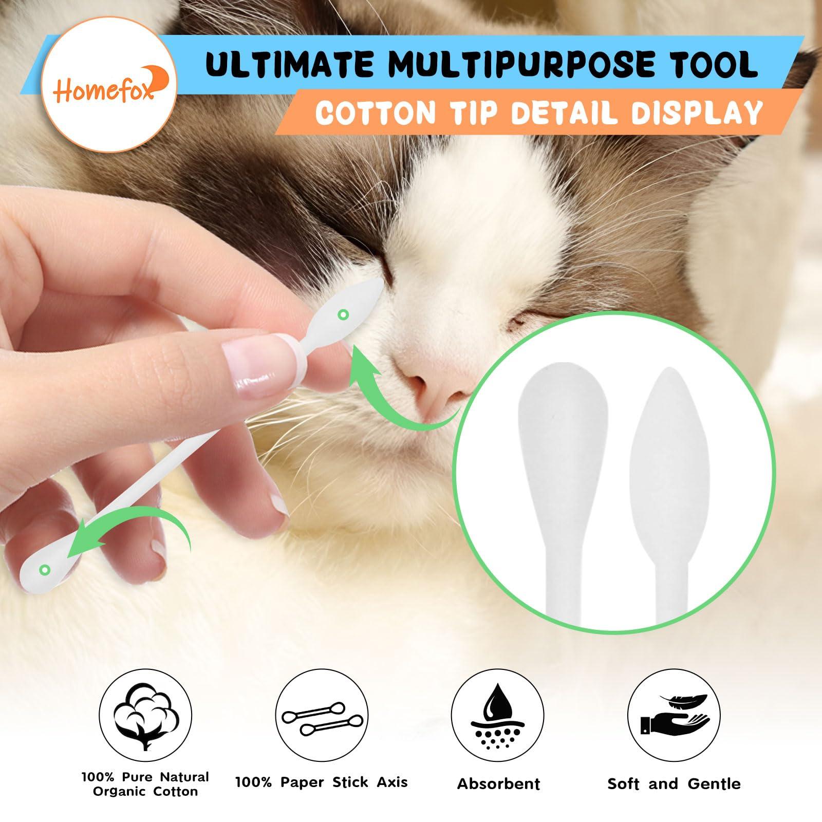 HOMEFOX HOMEFOX XL Thick Cotton Swabs Pointed Precision - 250 Count Extra Large - Pointy Organic Cotton Buds Double Side Tightly Wrapped Cotton Tips Paper Stick Cruelty-Free, XL Pointy & Round White