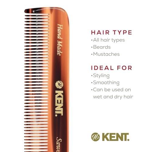 KENT Beard & Mustache Grooming Kit - Kent BRD5 Boar Bristle Brush + Kent 81T & A FOT Sawcut Fine Tooth Combs for Men\'s Care