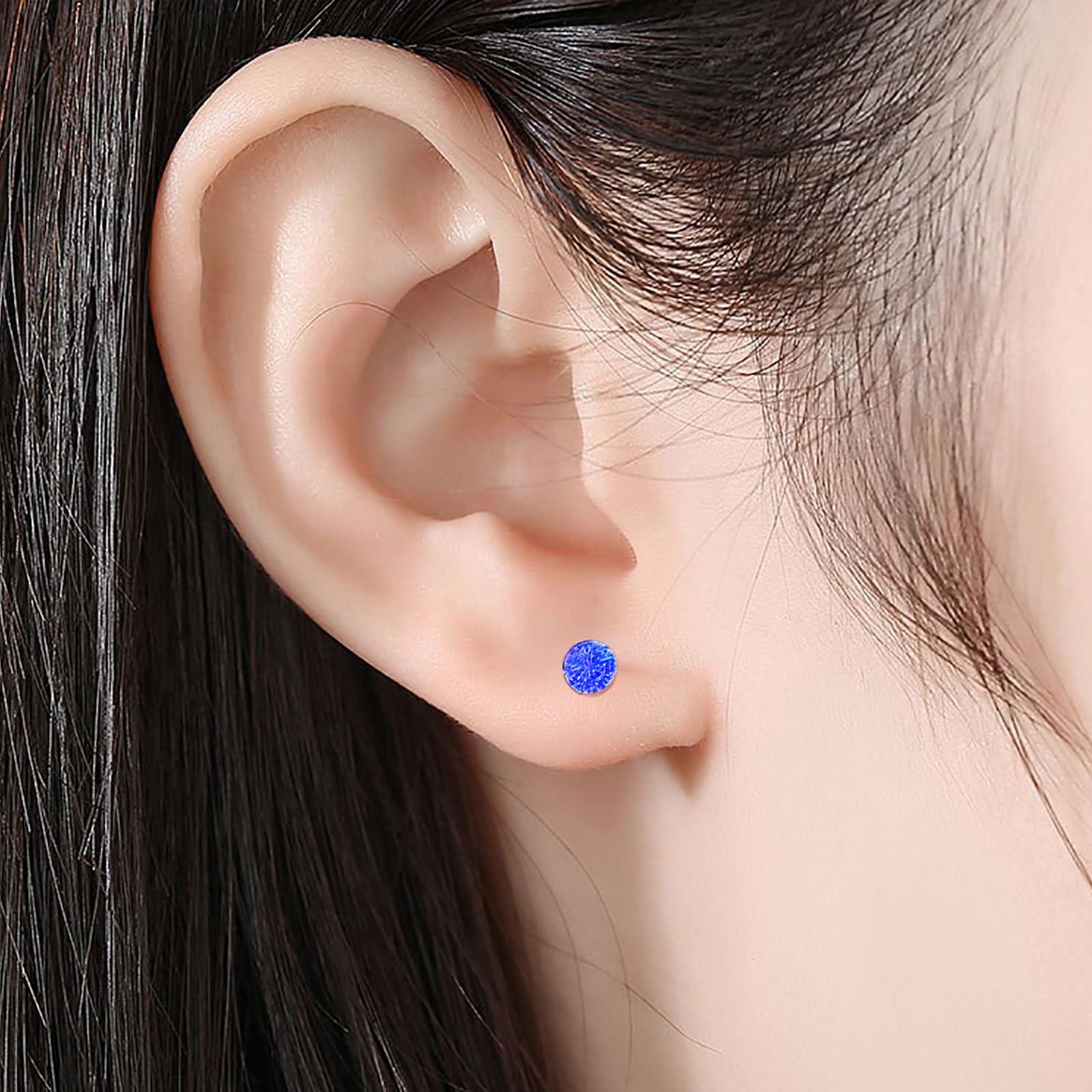 SLVIEKAE Ear Piercing Kits Disposable Ear Piercing Gun Kits No Pain Easy Use Ear Piercing Gun Kit Tool with Multi-Sized Gold Silver CZ Earring Studs (Blue)