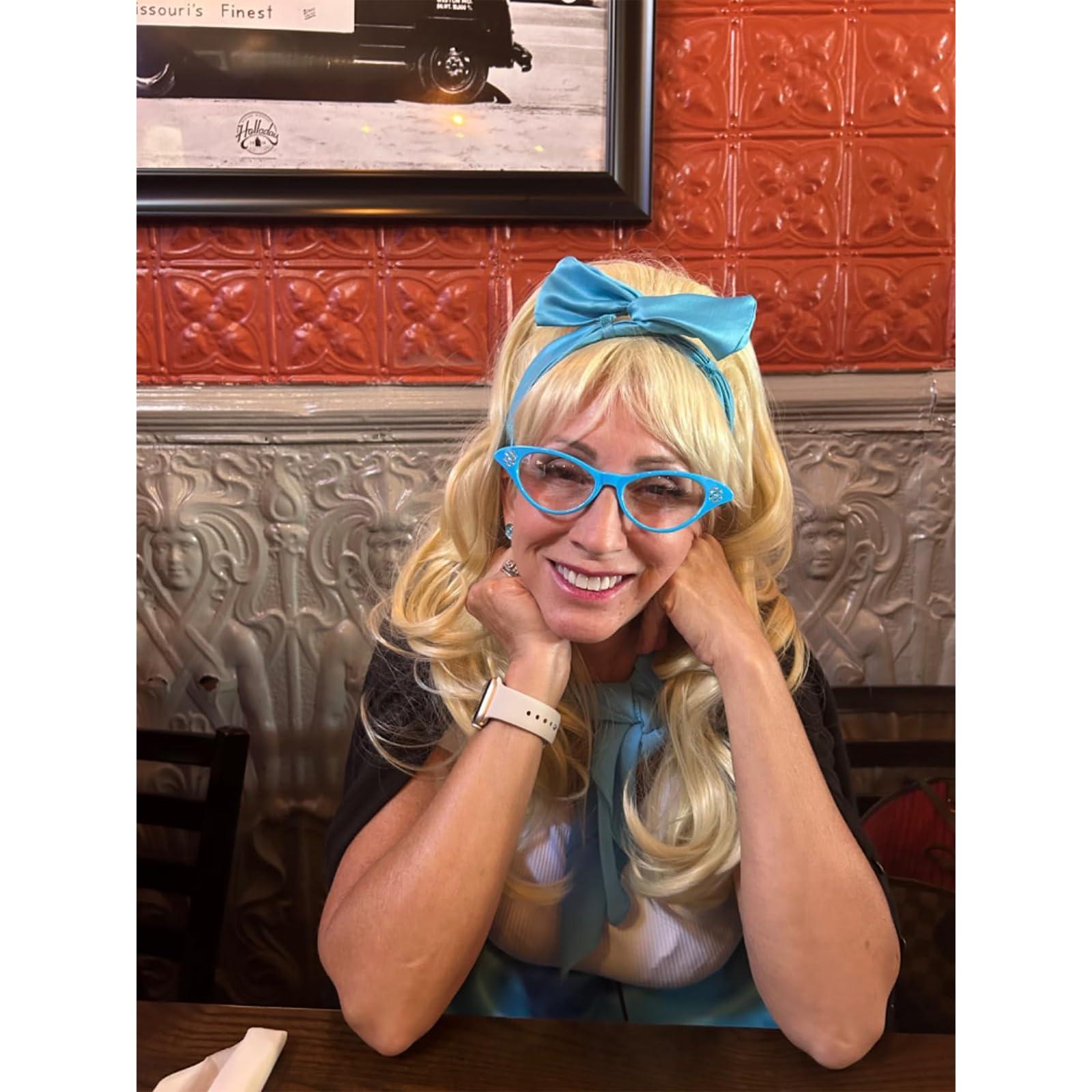 PROBEAUTY Probeauty Long Wave Blonde Bouffant Beehive Wigs Big Curly Wavy Retro Wigs for Women 70s 80s Costume 23 Inch