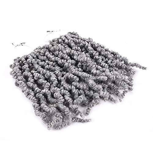 Kori Koli 3 Packs Short Grey Pre-twisted Spring Braids Synthetic Crochet Hair Extensions 10 inch 15 strands/pack Ombre Crochet Twist Braids Curly Twist Braiding Hair Bulk (10“ Pre-twisted (pack of 3), Grey#)