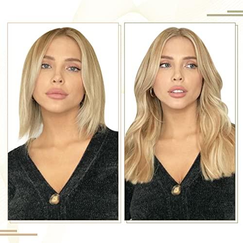 RUNATURE Buy Together Save More: #16p24 Light Blonde Mix Dark Blonde Ponytail Extension Human Hair 14Inch 70g and Clip in Hair Extensions 14Inch 80g (Total 2 Packs)