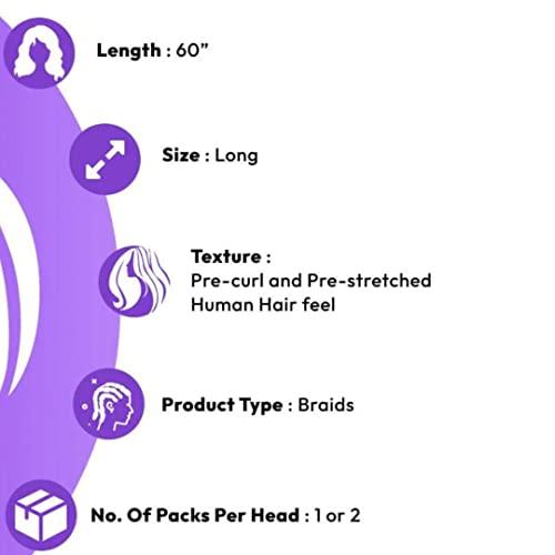 Darling Empress Collection Darling Empress Collection Curly Braid Hair Extensions, Pre-Stretched, Human Hair Feel Soft Texture, Long Wavy Professional Soft Natural Texture Braid Hair, 60 Inch, (Color 30)