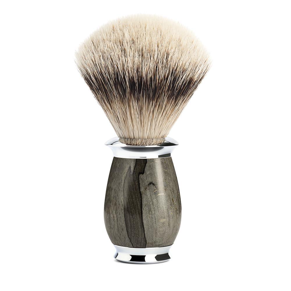 MHLE MHLE PURIST Grained Beech 3-piece Silvertip Badger/Safety Razor Shaving Set