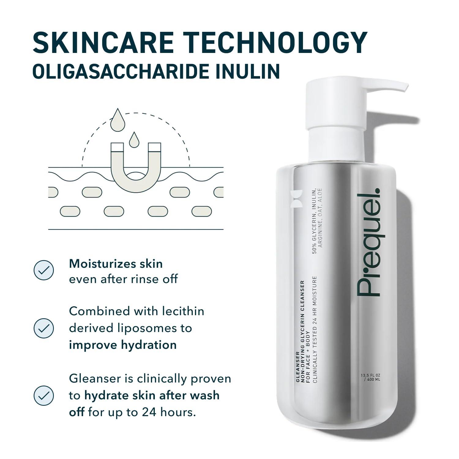 Prequel Prequel Skin - Gleanser Non-Drying Glycerin Cleanser - 2 Pack - Moisturizing Face Wash - Unscented - 13.5 Fl Oz