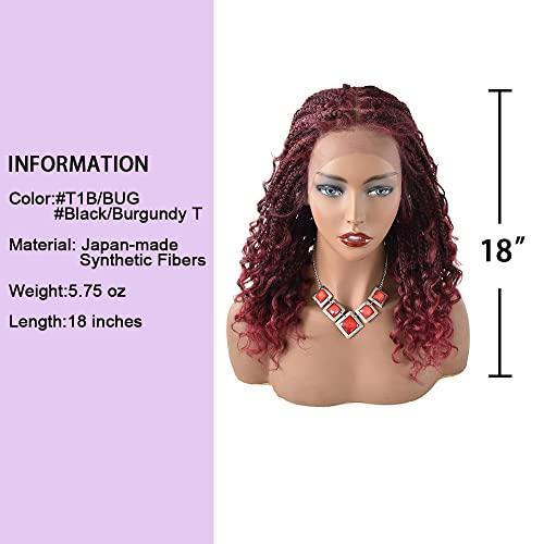 FANCYHAIR 18 Inches 4.75X12.5" Lace Front Braided Wigs with Natural Baby Hair Lightweight Hand Braided wigs for Black Women Curly Wave Ends Synthetic Glueless Cornrow Hair Tribal Braids Wigs (#27/613M Blonde)