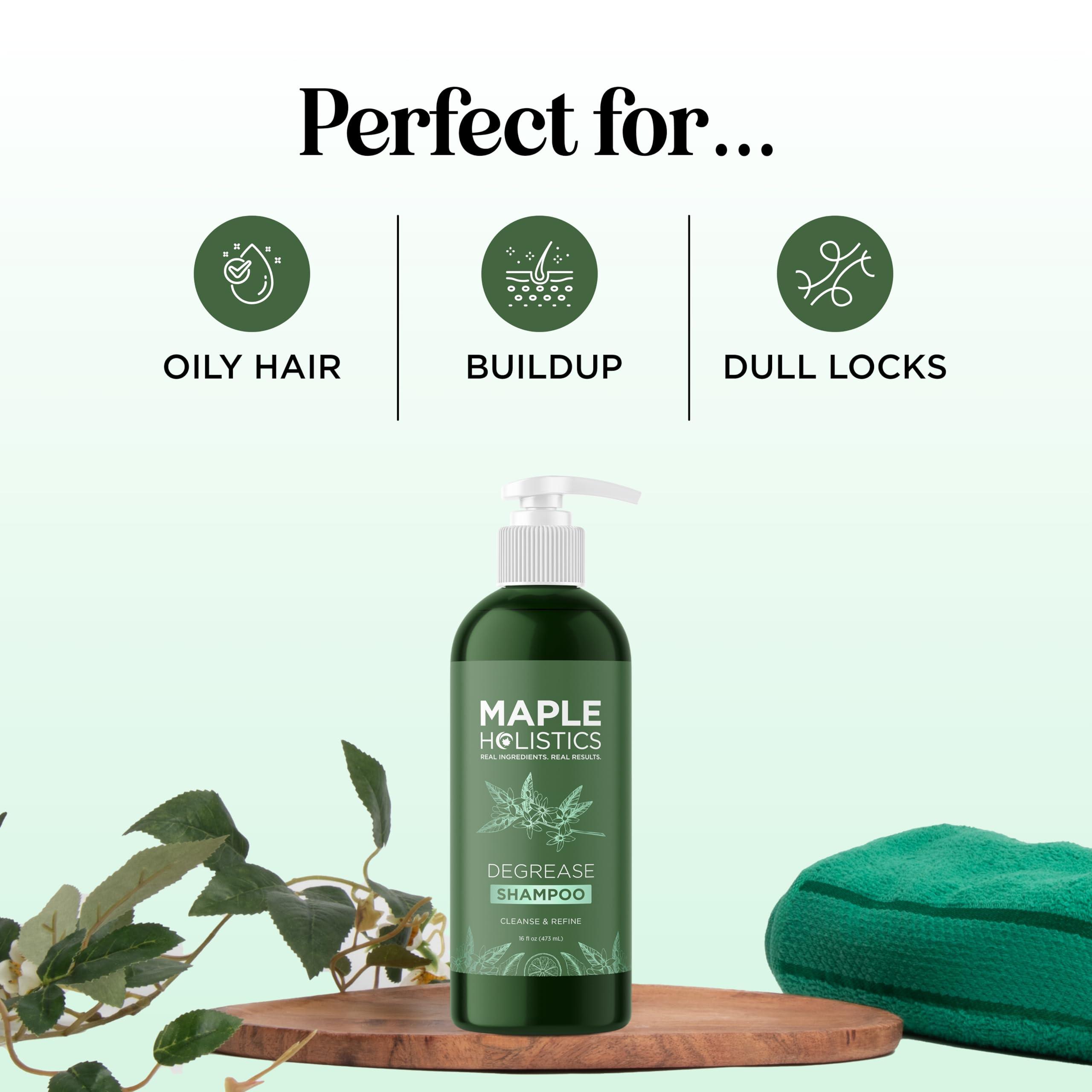 Maple Holistics Clarifying Shampoo for Oily Hair and Scalp - Deep Cleansing Shampoo Build Up Remover with Rosemary Oil - Degrease Shampoo for Greasy Hair & Scalp - Vegan Color Safe Sulfate & Paraben Free (16 Fl Oz)