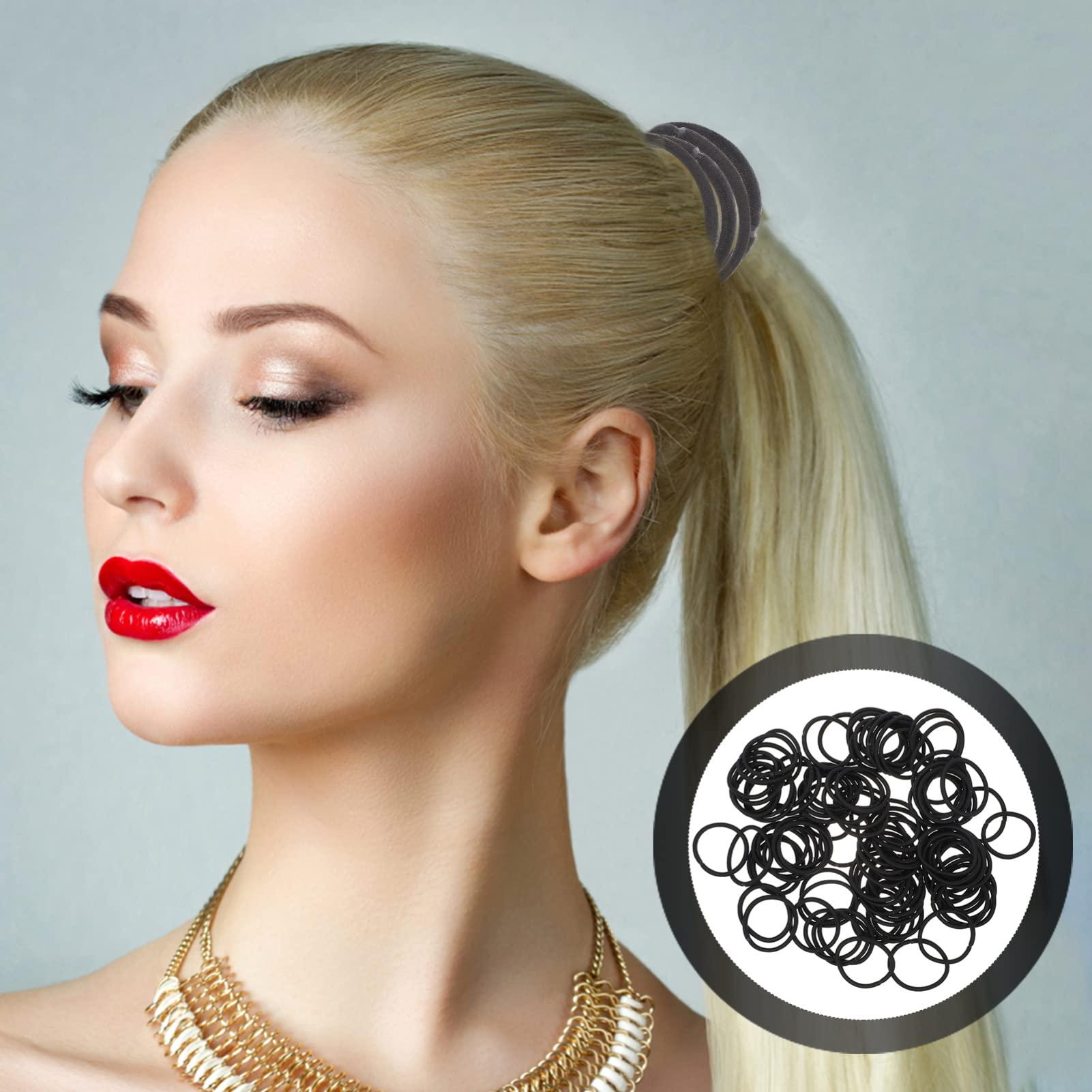 KALLORY 100pcs Black Elastic Headband Ponytail Holders Hair Ties Women Hair Accessories Hair Bands