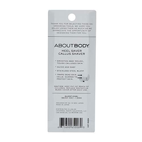 About Face Kai About Body Heel Saver Stainless Steel Callus Shaver for Women; Includes 1 Heel Shaver; Smooth Away Rough, Thick, Callused Skin on Heels; Foot Scraper for Callus Removal; Dead Skin Remover for Feet