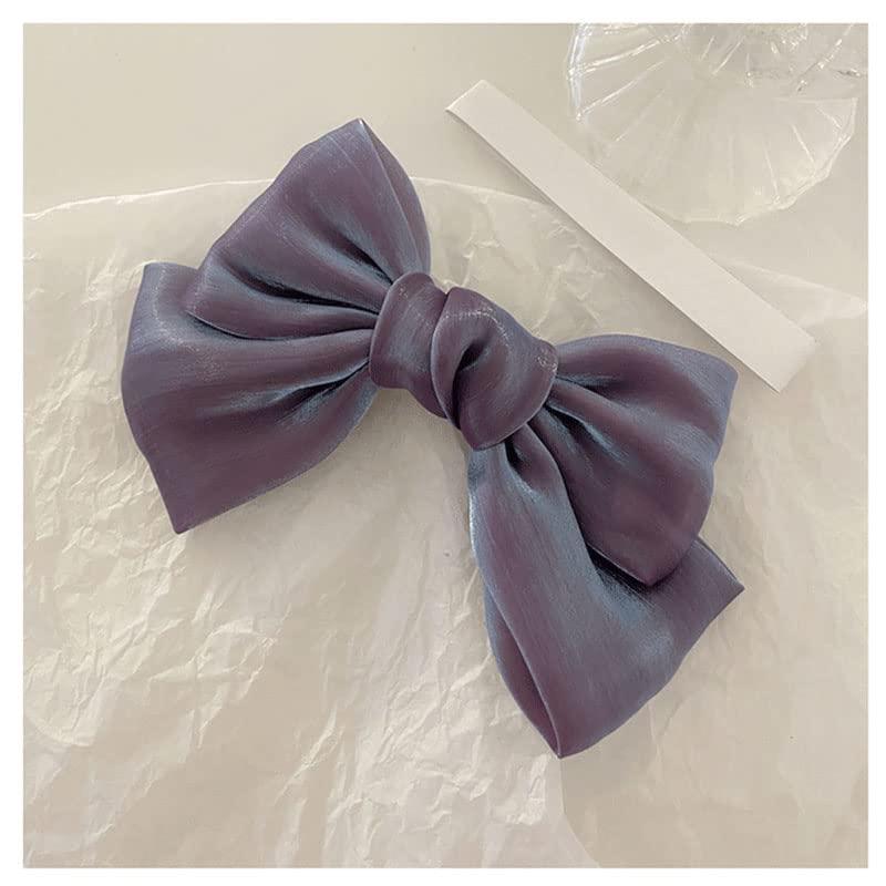 ZAHSY Purple Hair Bow Clips Barrette for Women Bowknot Hair Accessories for Girls Large French Barrette Hair Clips No Slip Big Satin Christmas Hair Bows for Women