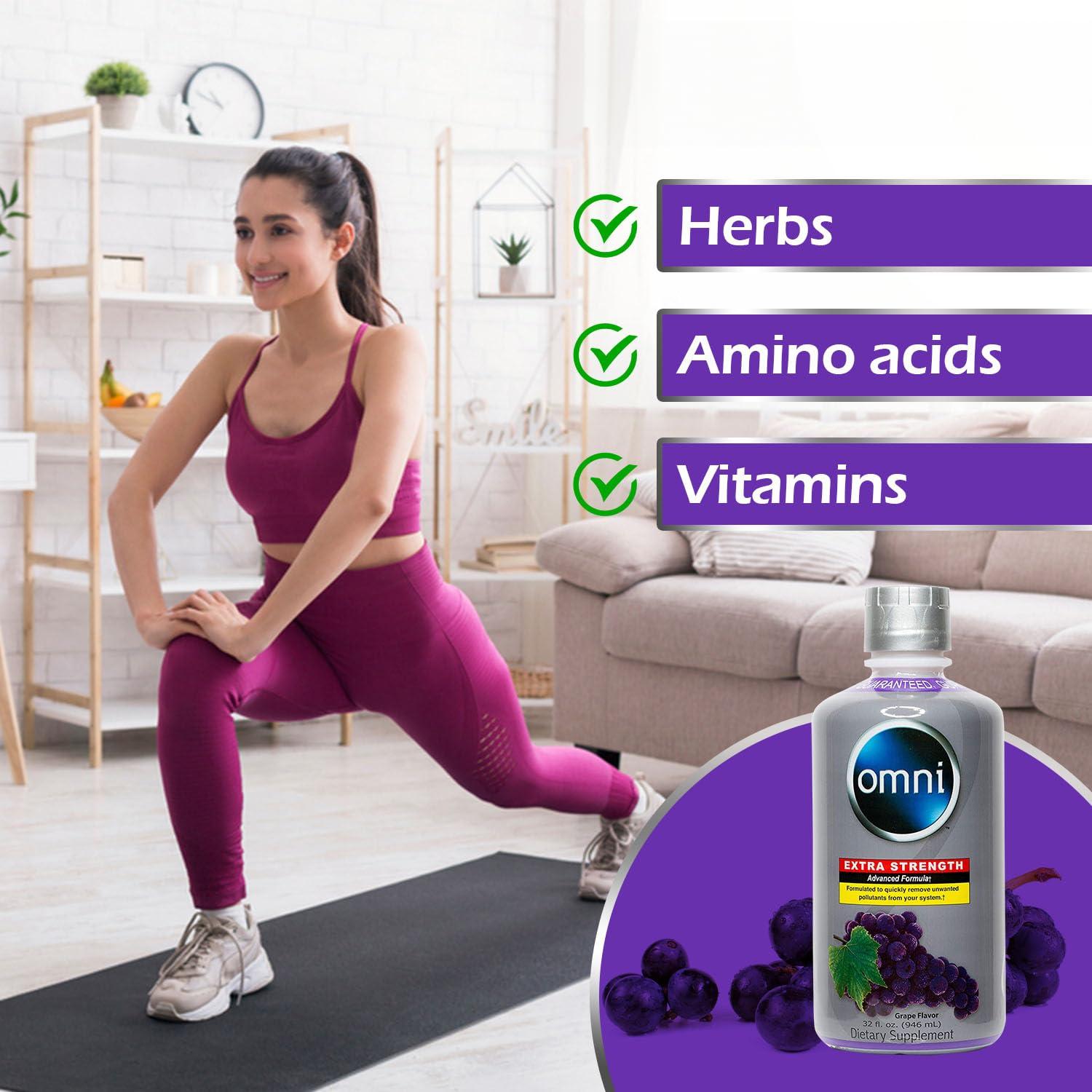 Wellgenix Omni Complete Body Cleansing Drink - Detoxifying Liquid - Same Day Body Cleanser - Extra Strength Juice Cleanse to Flush Out Waste & Impurities - Grape Flavor 32 Oz (Pack of 2)