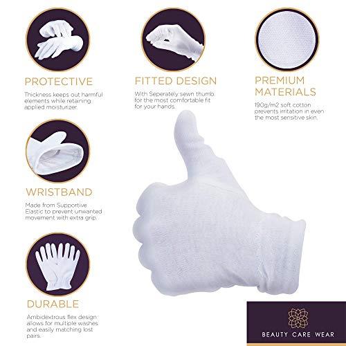 Beauty Care Wear White Gloves Medium (10 pair) - Cotton Gloves for Eczema, Cotton Gloves for Dry Hands, White Cotton Gloves for Women, Spa Glove, Lotion Glove, Sleeping Glove