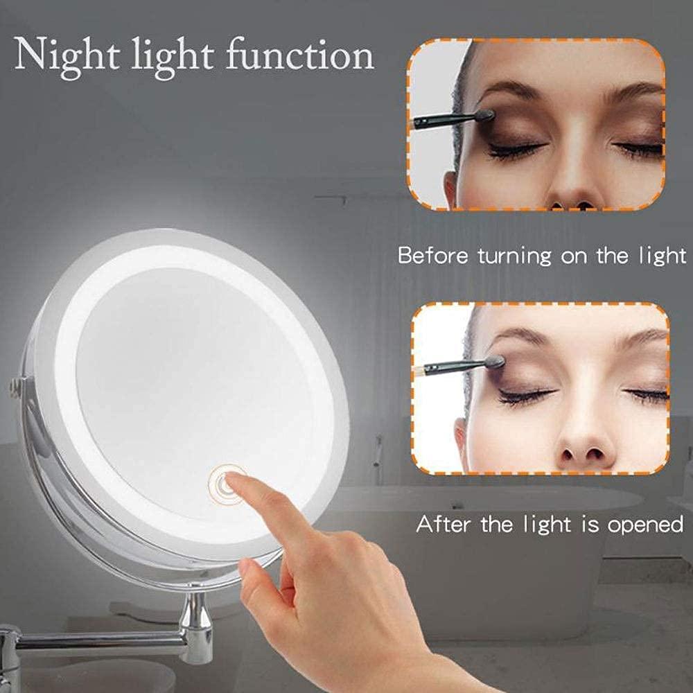 FSSSAZZZZZZZZZZZ Vanity Mirror, Makeup Mirror Vanity Mirror Bathroom Makeup Mirror,Magnifying Wall Mounted Swivel LED Vanity Mirror for Bathroom Hotels Dressing Tables Bedroom Cosmetic Mirror Home