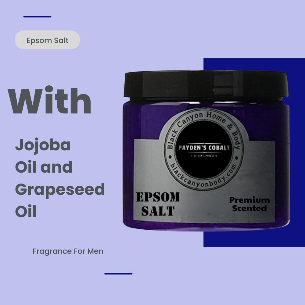 Black Canyon Home and Body Payden's Cobalt Mahogany Moss for Men Scented Epsom Salt Bath Soak with Jojoba Oil, 16 Oz