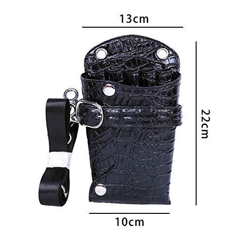 boshiho Scissors Pouch PU Leather Salon Barber Hairdressing Scissors Holster Hair Stylist Tools Bag Comb Shear Holster Waist Shoulder Belt (Black2)