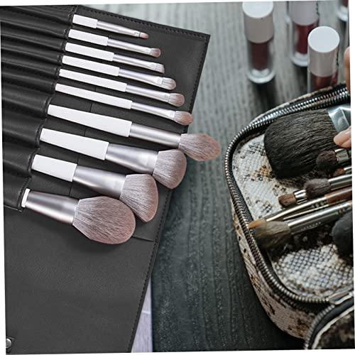 FOMIYES FOMIYES Roll up Make up Brush Case 18-piece Pu Leather Black Travel Makeup Brush Holder