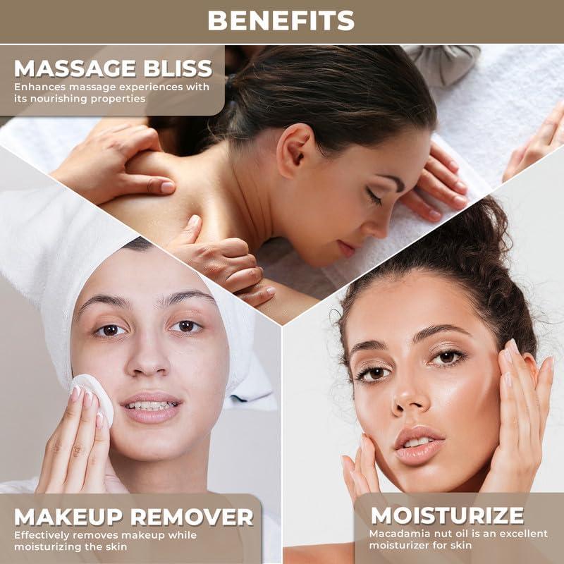 The Organic Forest  VEGAN . PURE . NATURAL Pure & Natural Macadamia Oil for Essential Oil Mixing - Cold-Pressed Carrier Oil for Hair & Skin - Hydrating Macadamia Nut Oil for Hair Health, Macadamia Hair Oil for Skin Moisturization