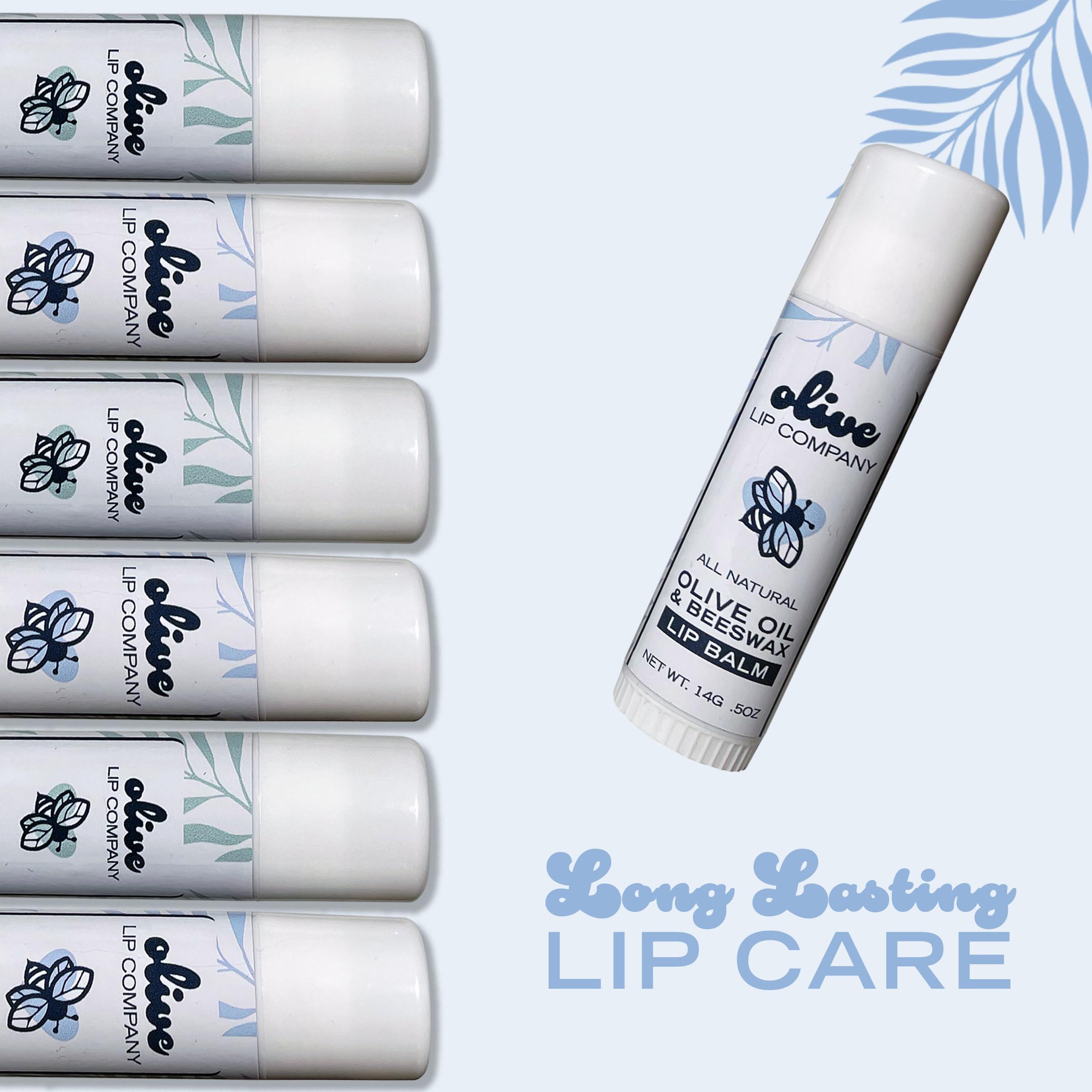 Olive Lip Company Hydrating Olive Oil and Peppermint Lip Balm with Mango Butter and Beeswax, 0.5 oz. Jumbo Tube, Clear Long Lasting Moisturizer for Dry, Cracked, Chapped Lips