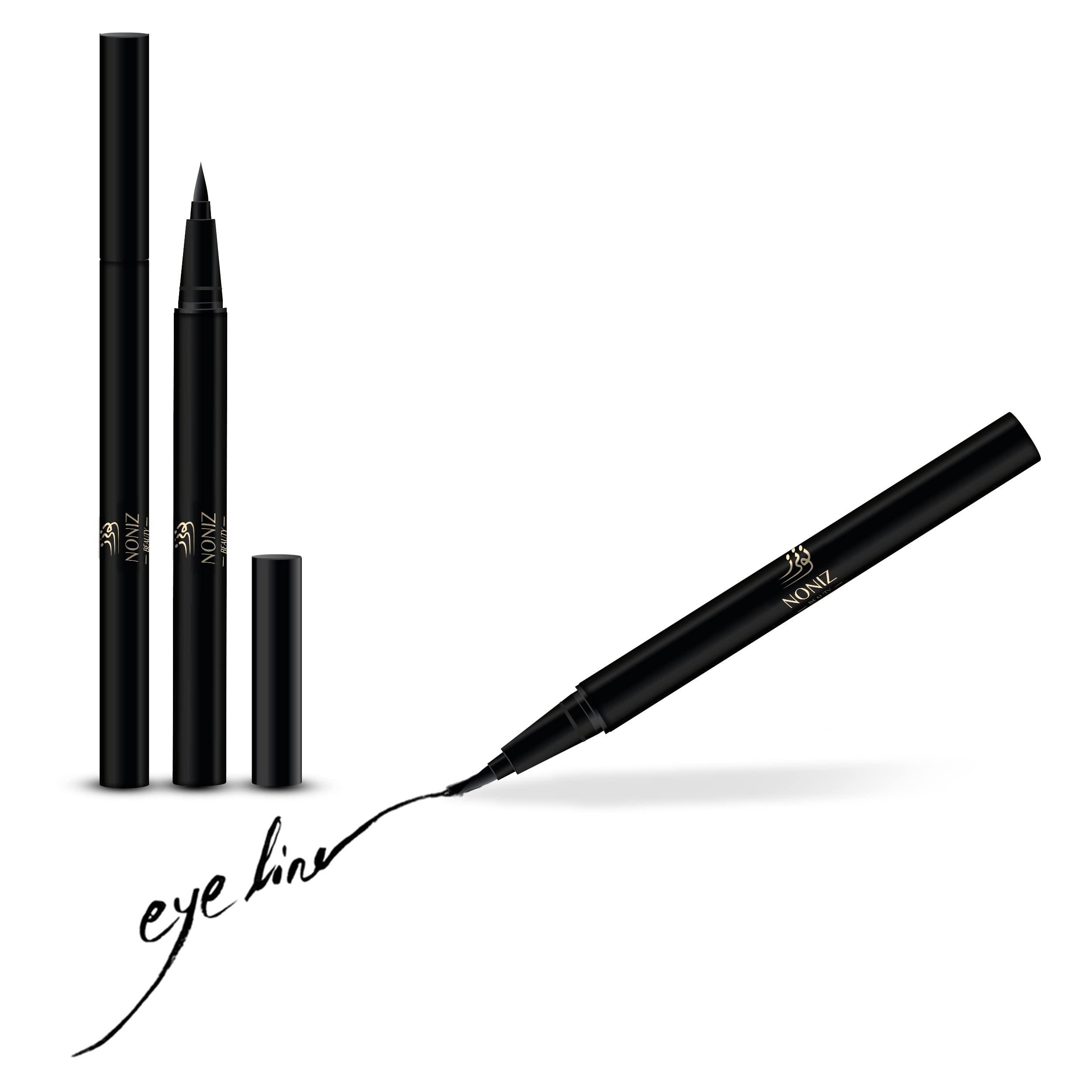 NONIZ NONIZ Black Liquid Eyeliner - Water Proof Ultra Matte Long Lasting Slim Jet - Black Eye Liner - 100% Intense Black - Smooth Easy Application Pen Liner