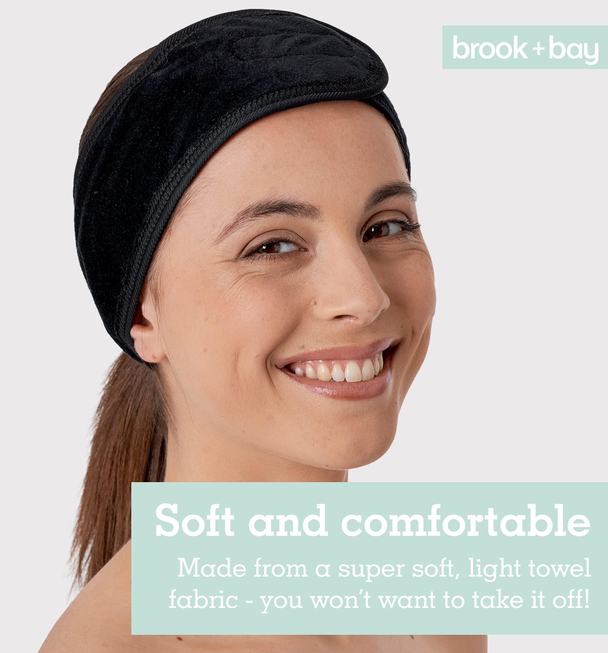 Brook + Bay Brook + Bay Spa Headband for Washing Face - Makeup & Skincare Face Wash Head Band - Face Mask Towel Terry Hair Band for Women - Black