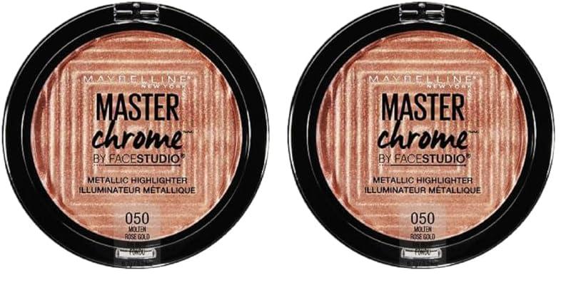 MAYBELLINE Maybelline New York Facestudio Master Chrome Metallic Highlighter Makeup, Molten Rose Gold, 0.24 Ounce (Pack of 2)