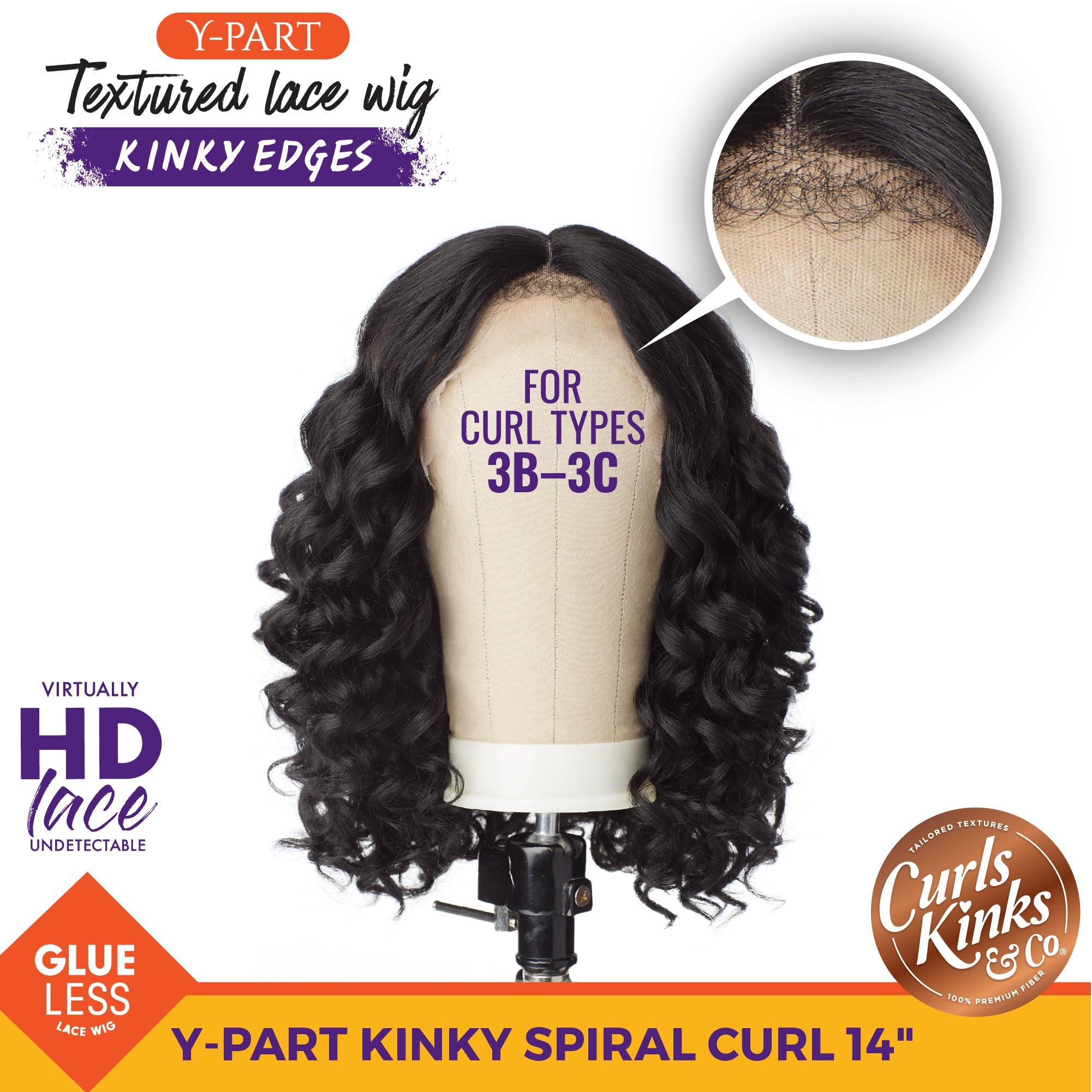 Sensationnel Sensationnel Curls kinksandco kinkyedges wig - kinky spiral curl 14 inch y part lace natural kinkytexture edged hairline for natural 3c to 4c hair textures (BALAYAGECHOCOLATE)