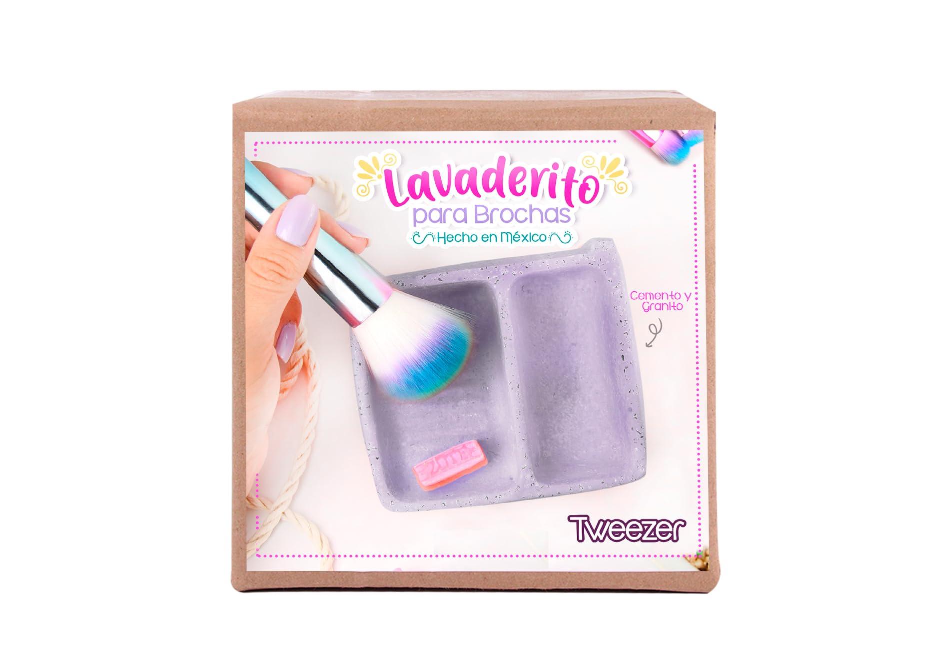 Tweezer Tweezer - Mini Mexican Washboard for Makeup Brush Cleaner Handmade, Brush Cleaning, Washing Tool Cosmetic Brush Clanear, Mexican Lavaderito, Lavadero Miniatura Artesanal, Brush Washer (Lila)