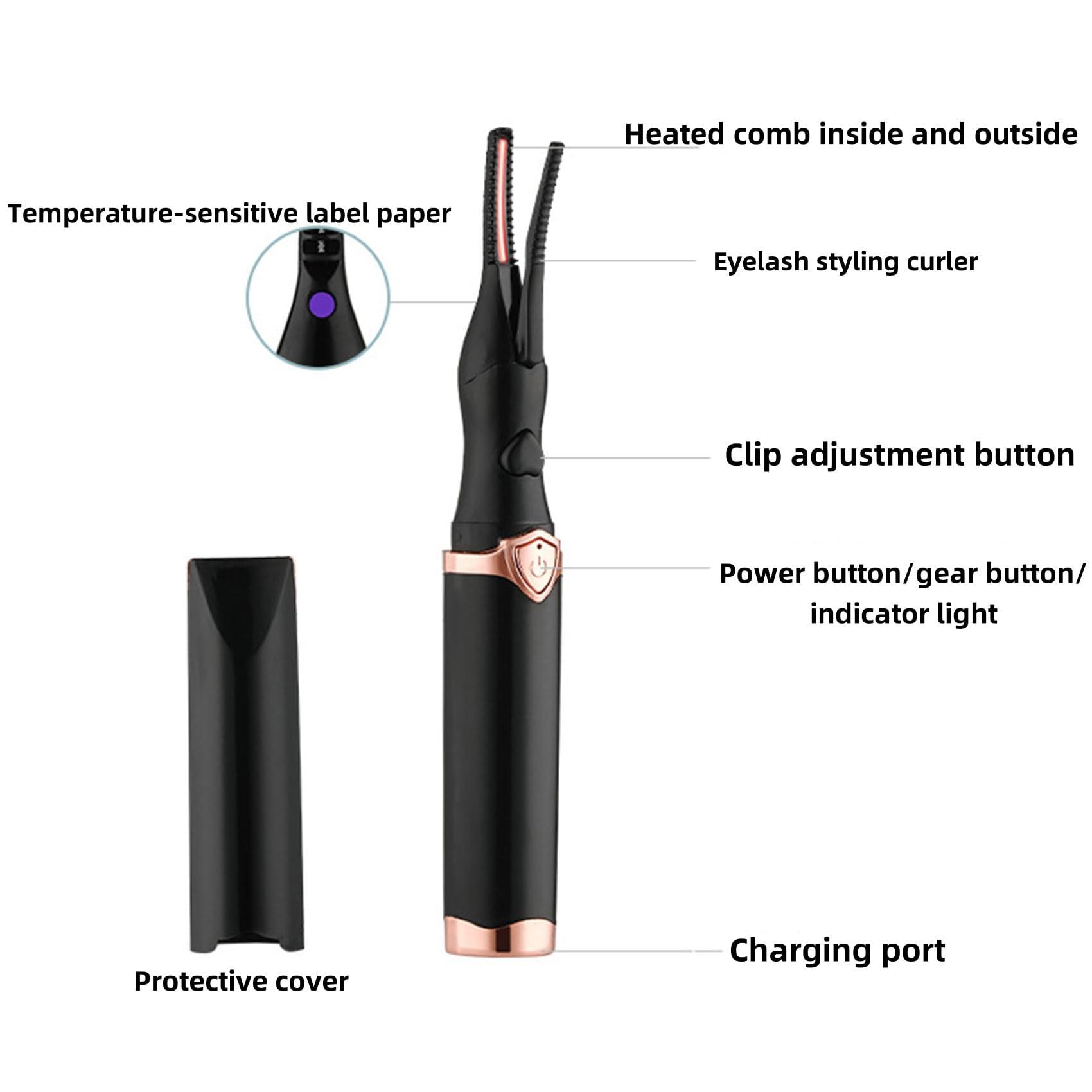 NinthAvenue Basics Heated Eyelash Curler, Electric Eyelash Curler for Instant Glam, Heated Lash Curler, Portable Mini USB Rechargeable Finalize Eyelash Tool,Blink & Dazzle,24 Hours Long Lasting, 3 Heat Modes (White)